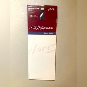 Vintage Hanes Silk Reflections Silky Sheer Kneehighs One Size 775 Classic Navy